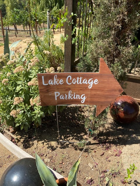 Signage for Lake Cottage parking.