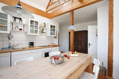 Kitchen with a view of the gallery