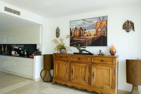 Part of the lounge and kitchen