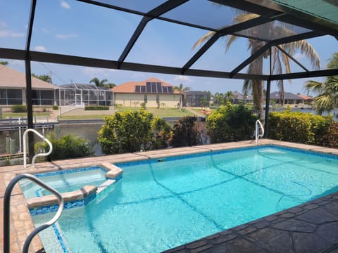 West facing sun in pool allows for great shade under cover for those hot days