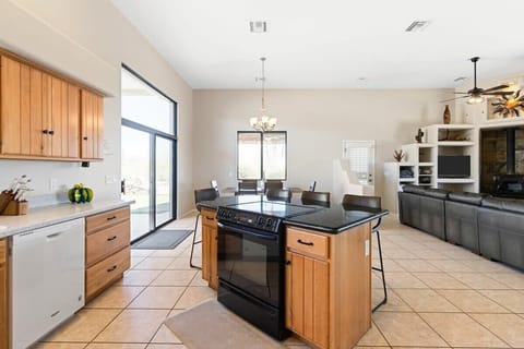 kitchen looking into the dining room and living room