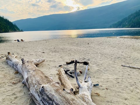 Our glorious white sandy beach on Mara Lake.