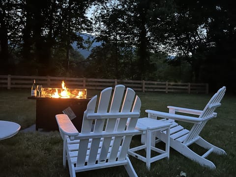Share stories by the gas fire pit