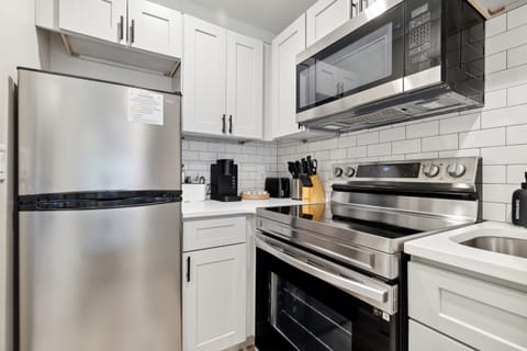 Updated kitchen with new stainless steel appliances