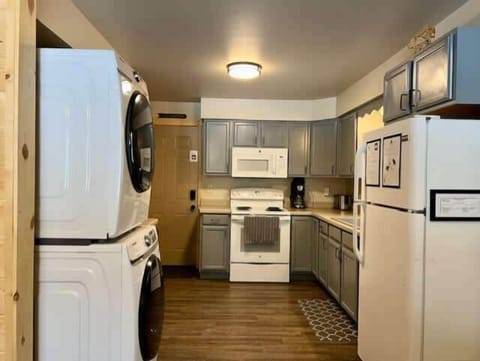 Fully stocked kitchen.