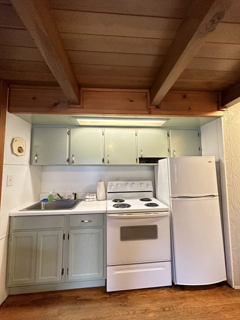 Stocked kitchen with a K-cup coffee maker 