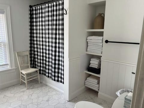 First floor bathroom, newly renovated, bath /shower, plenty of fluffy towels