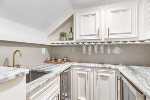 Wet Bar with Ice Maker and Wine Fridge 