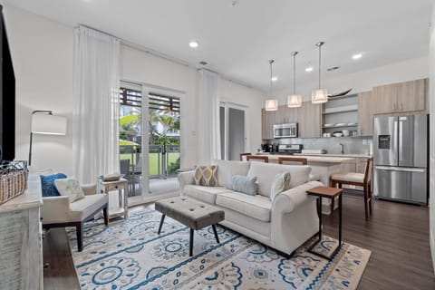 Living room area with a sleeper sofa