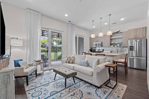 Living room area with a sleeper sofa