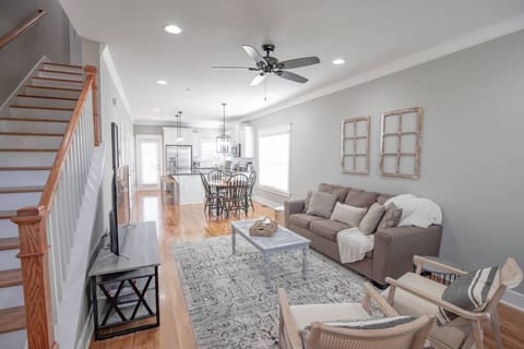 All the bedrooms are located upstairs.