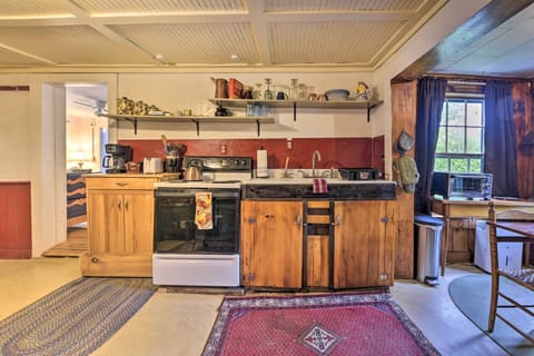 Kitchen | 1st-Floor Bedroom/Bathroom | Pet Fee | Free WiFi | Towels & Linens