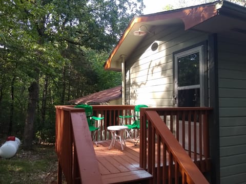 walk out from the upper bedroom to the back deck