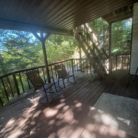 Downstairs bedroom covered, private deck