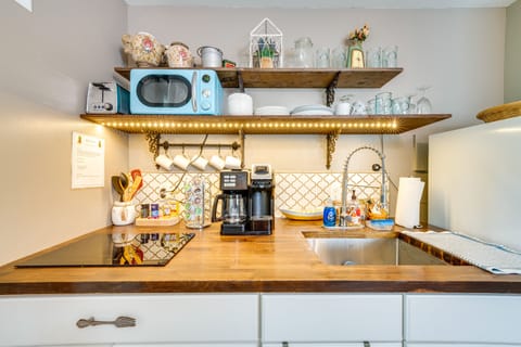 Kitchenette | Keurig & Drip Coffee Maker | 2-Burner Stove | Microwave | Toaster