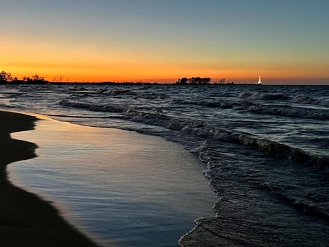 Private beach at night