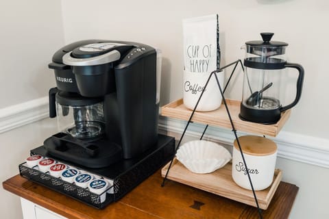 But first, Coffee! Enjoy full carafe, K-Cup, or French Press.