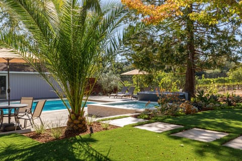 The backyard is a beautiful place to relax and spend time with family.
