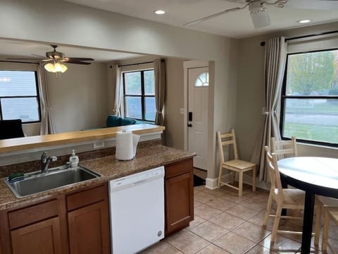 Open kitchen and bar to living room