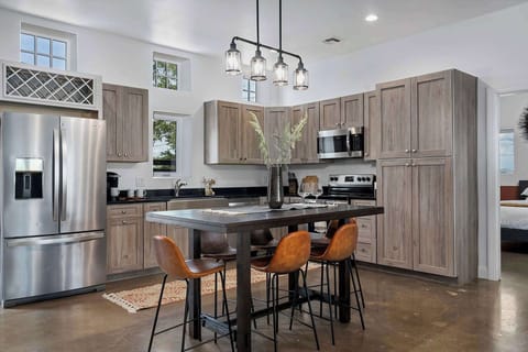 Great kitchen space stocked with all your needs.