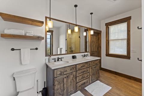 Master bath includes soaker tub and walk-in shower