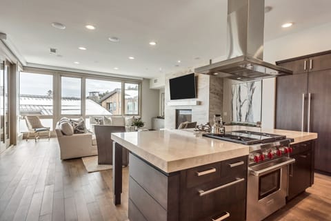 Room, Indoors, Kitchen Island, Flooring, Kitchen