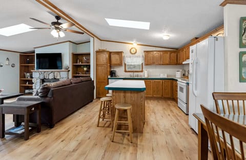 Looking into the living room from the kitchen