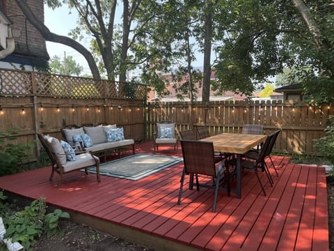 Our back patio is large and private.  You can event enjoy the live music coming from the riverscape in the summer months on the weekends.