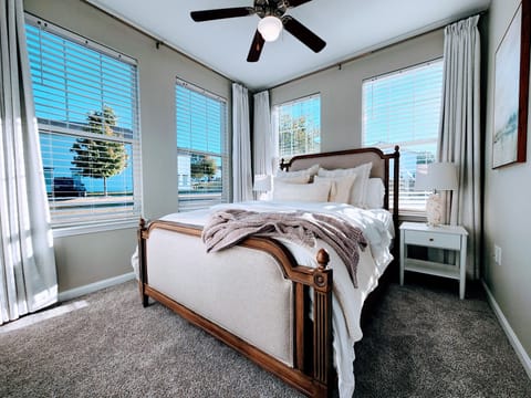 Light drenched 1st flr Queen Suite w/ custom floor to ceiling blackout curtains!