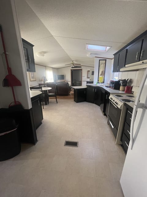 Kitchen overlooking the living room.