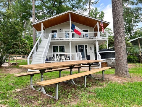 Backside of the lakehouse, double decker patios with stunning views