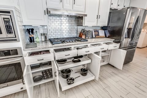 Our kitchen is fully stocked for all of your cooking needs.