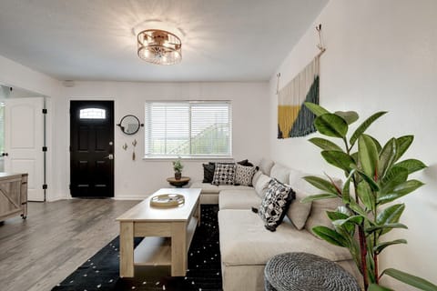 Large comfortable sectional in living room.