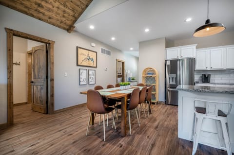 Dining space and kitchen area