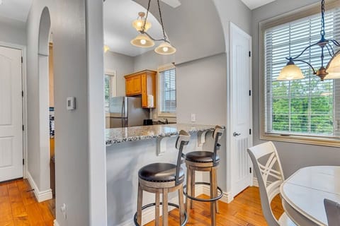 Extra seating at the kitchen counter for a conversation or two.