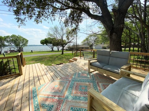 Enjoy the gorgeous lake views on the spacious deck