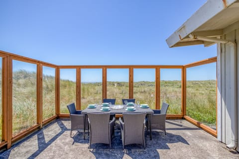 Outside seating and table area