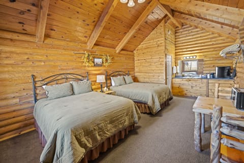 Relax after a day of hiking in a warm, inviting cabin designed for peaceful desert nights.