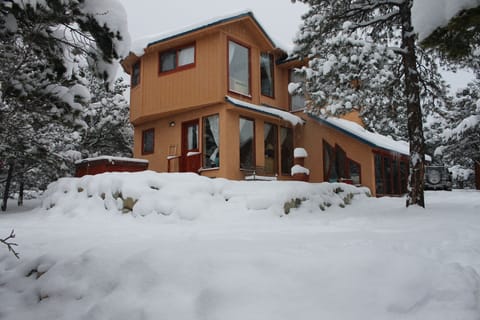 Warm cabin in the woods