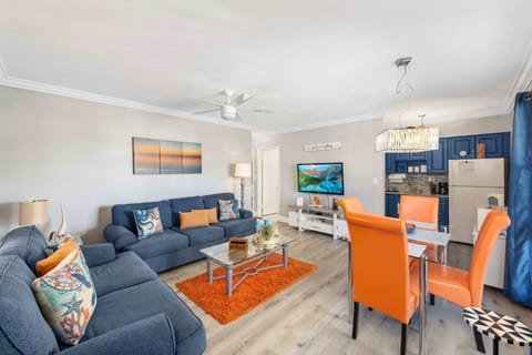 Inclusive living room with a queen size pullout couch. 
