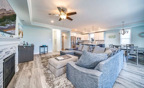 Open-concept living area with cozy sectional seating