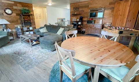 Lots of space for lounging, playing games or enjoying a meal together. 