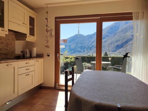 Kitchen wit view of valley and mountains
