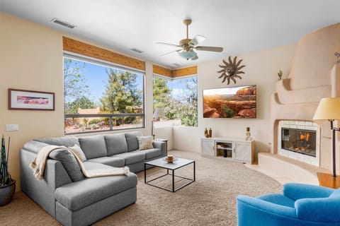 Cozy up by the fire, enjoy the stunning views and feel at home in Sedona.