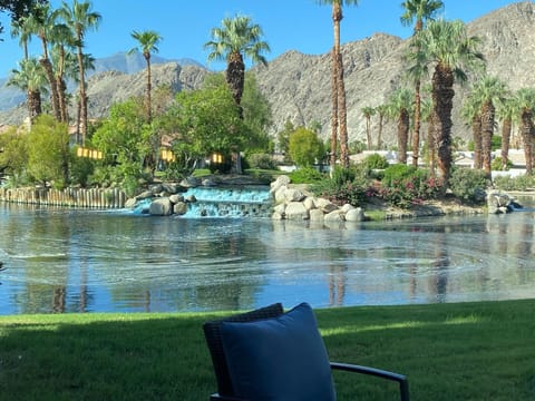 Lake, waterfall, and mountain views from both floors including bedrooms