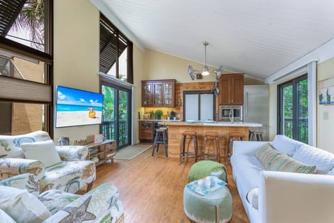 The space lives much larger than its actual square footage...while it's best suited for 2 people, it sleeps 4 (queen sofa bed)