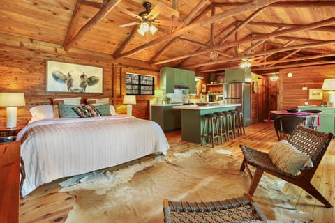 Enjoy the open concept living in the main space of the cabin