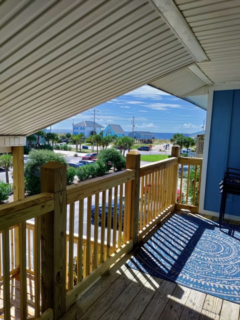 Beach view from patio.  Just cross the street and you're there!