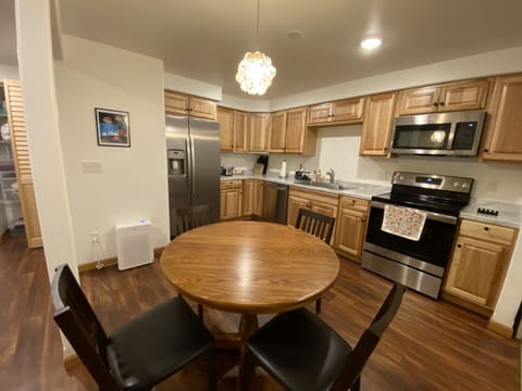 Full kitchen with dining area