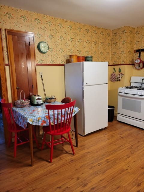 Kitchen table folds out for prep space